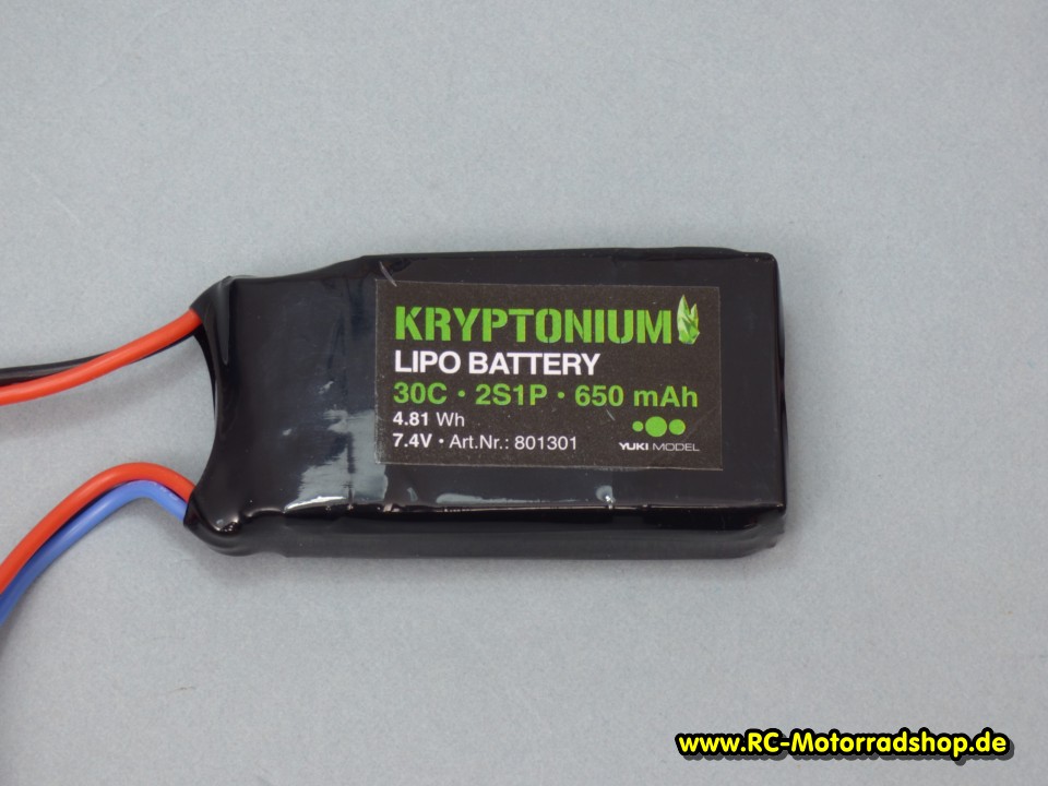 YU-801301: LiPo-Akku KRYPTONIUM 7,4V - 650 mAh - 30C (JST BEC) YU-801301